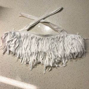 XS White bikini top with fringe
